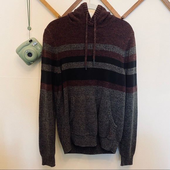 Men’s Striped Knit Hoodie - Picture 2 of 5
